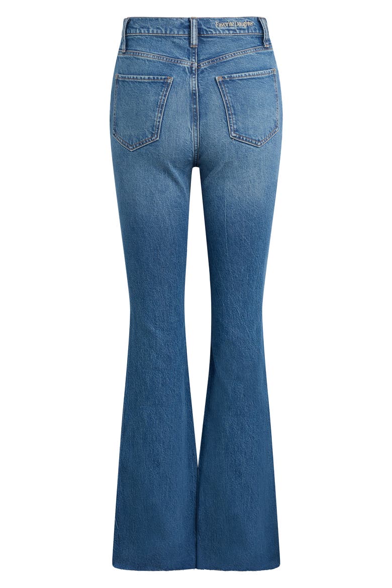 The Valentina High Waist Raw Hem Flare Leg Jeans, Alternate, color, BEACON