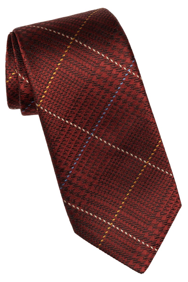 Spoleto - Extra Long Silk Jacquard Tie for Men, Main, color, Dark Red