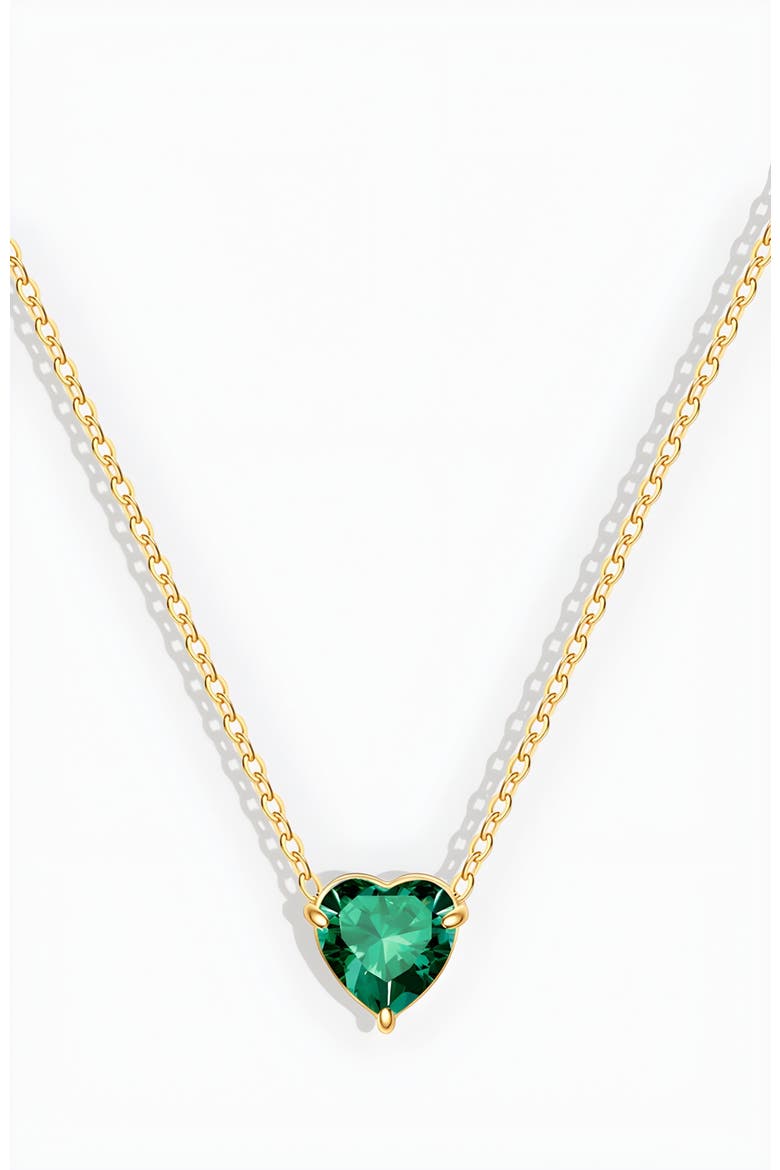 Dainty Birthstone Heart Necklace, Main, color, May Emerald