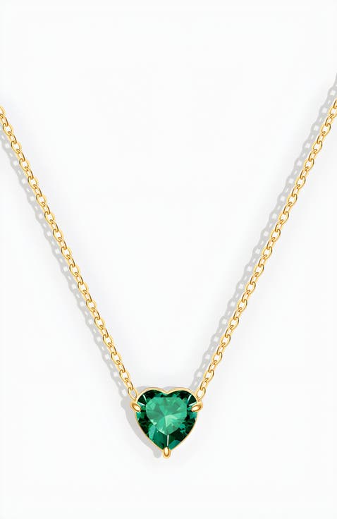 Dainty Birthstone Heart Necklace
