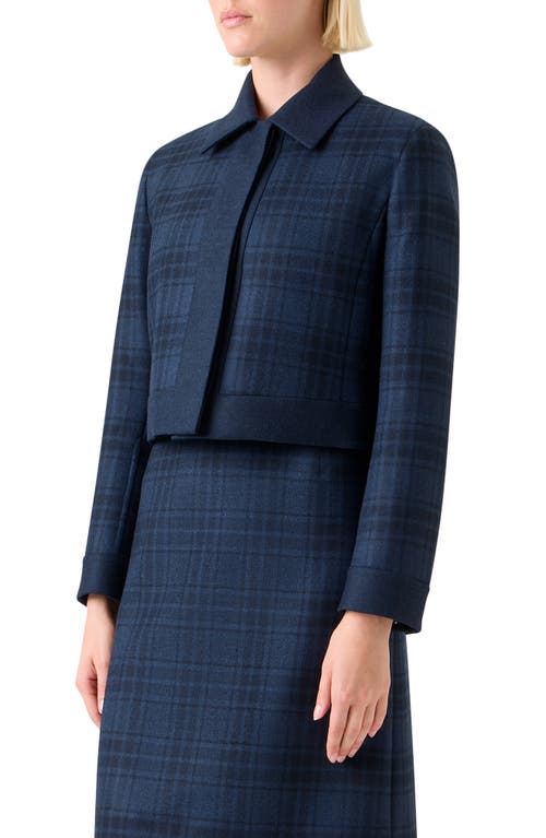 Akris Lewitt Check Wool Crop Jacket In Blue