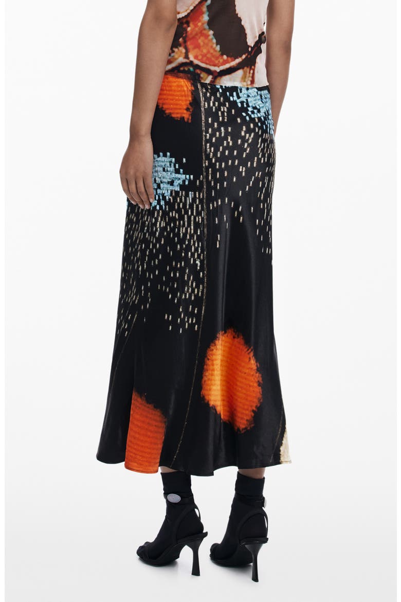 Print Midi Skirt, Alternate, color, BLACK