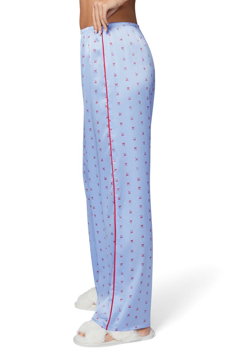 Bow Satin Pajama Pants, Alternate, color, WINDSURFER RIBN