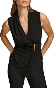 Donna Karan New York Wrap Front Sleeveless Top