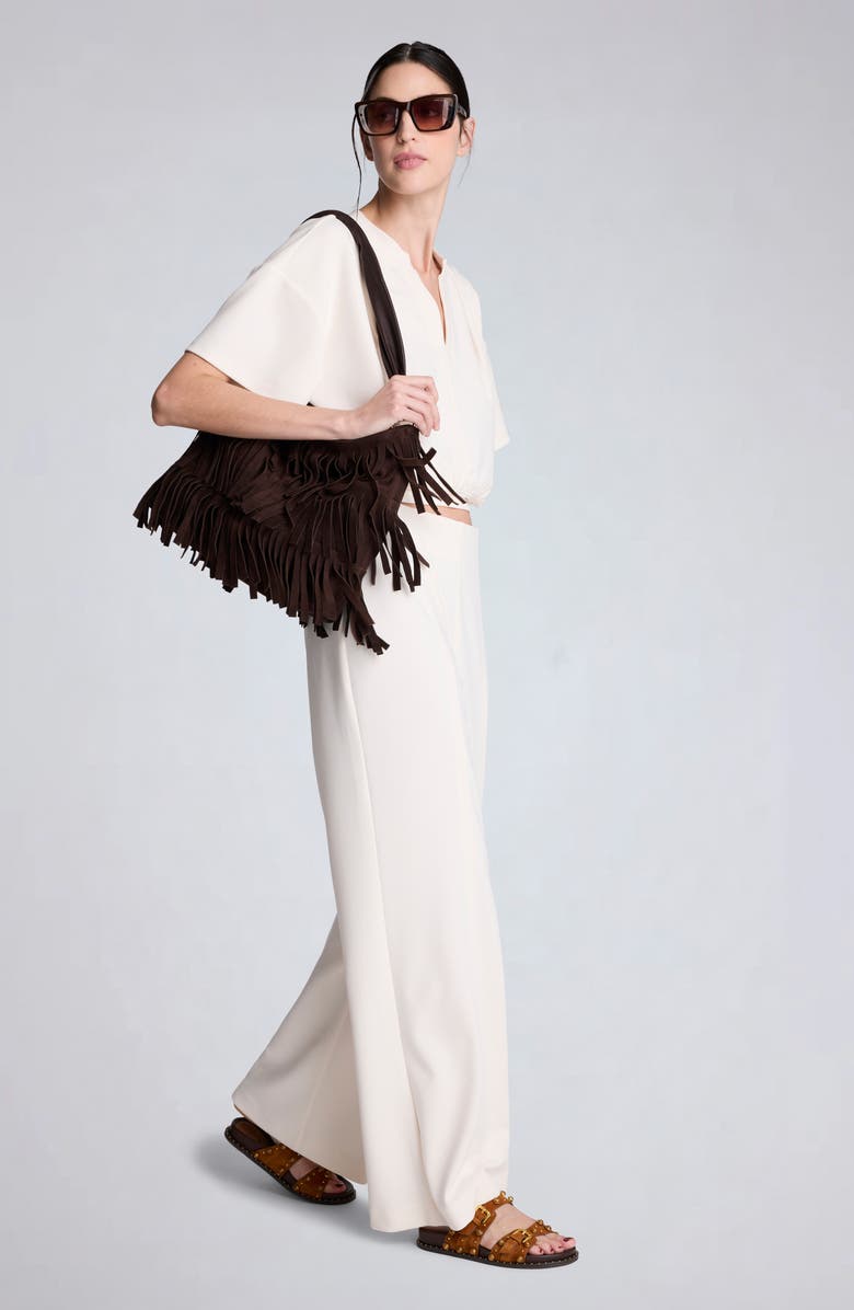 Kenneth Cole Pleated Shoulder Top, Alternate, color, Oyster