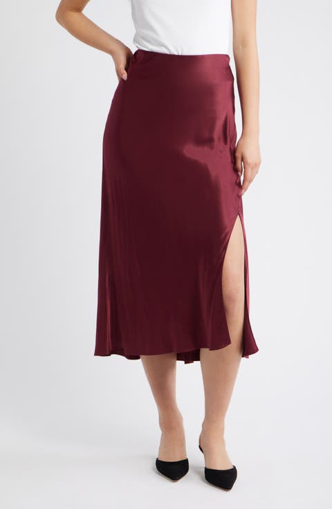 Maya Satin Midi Skirt