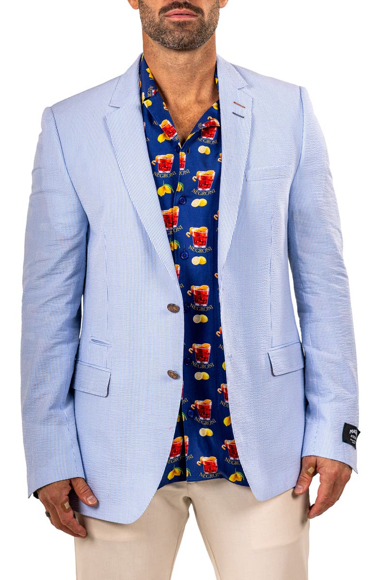 Maceoo Socrates Martyr020 Seersucker Sport Coat, Main, color, Blue/ White
