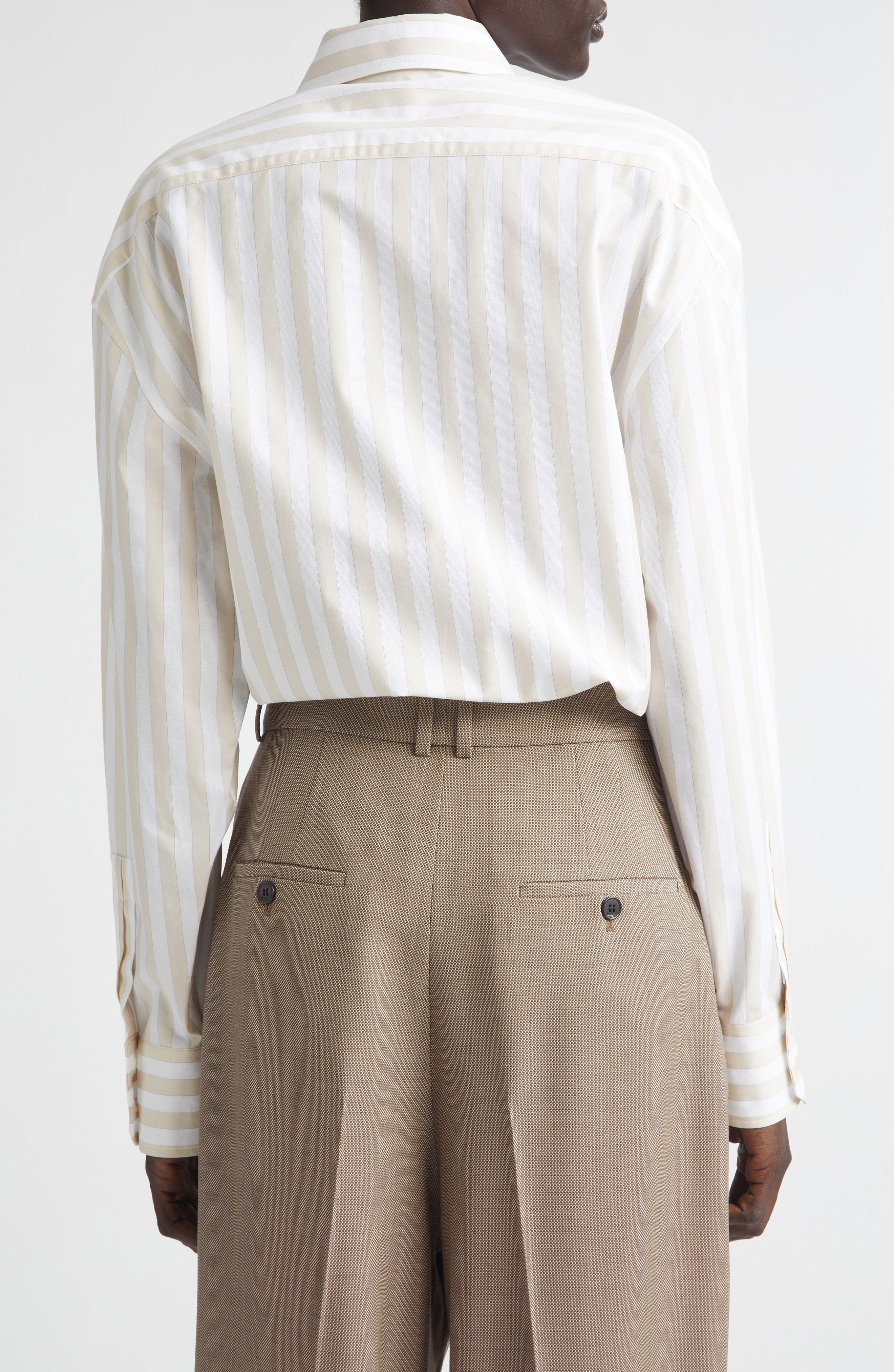 Stripe Cotton Button-Up Shirt - image 2
