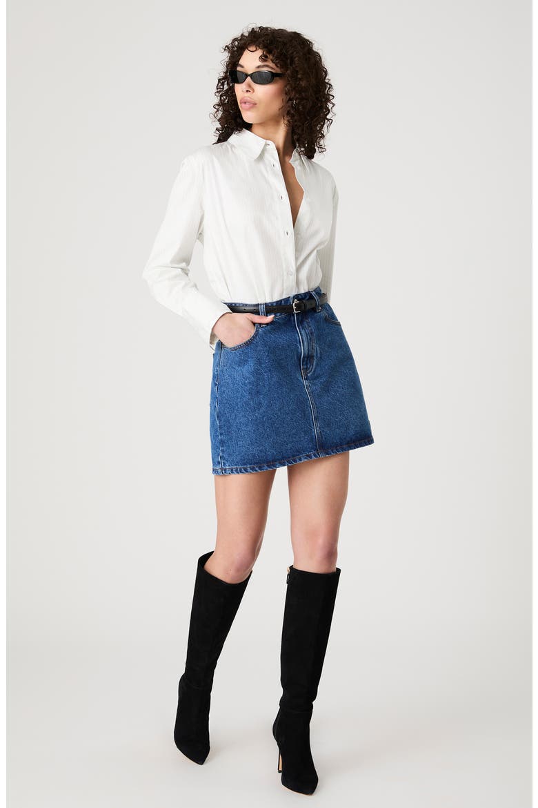 Pinstripe Cotton Poplin Button-Up Shirt, Alternate, color, CREAM-BLUE STRIPE