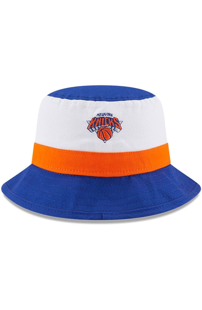 New Era Men's New Era White/Blue New York Knicks Back Half Bucket Hat, Alternate, color, 