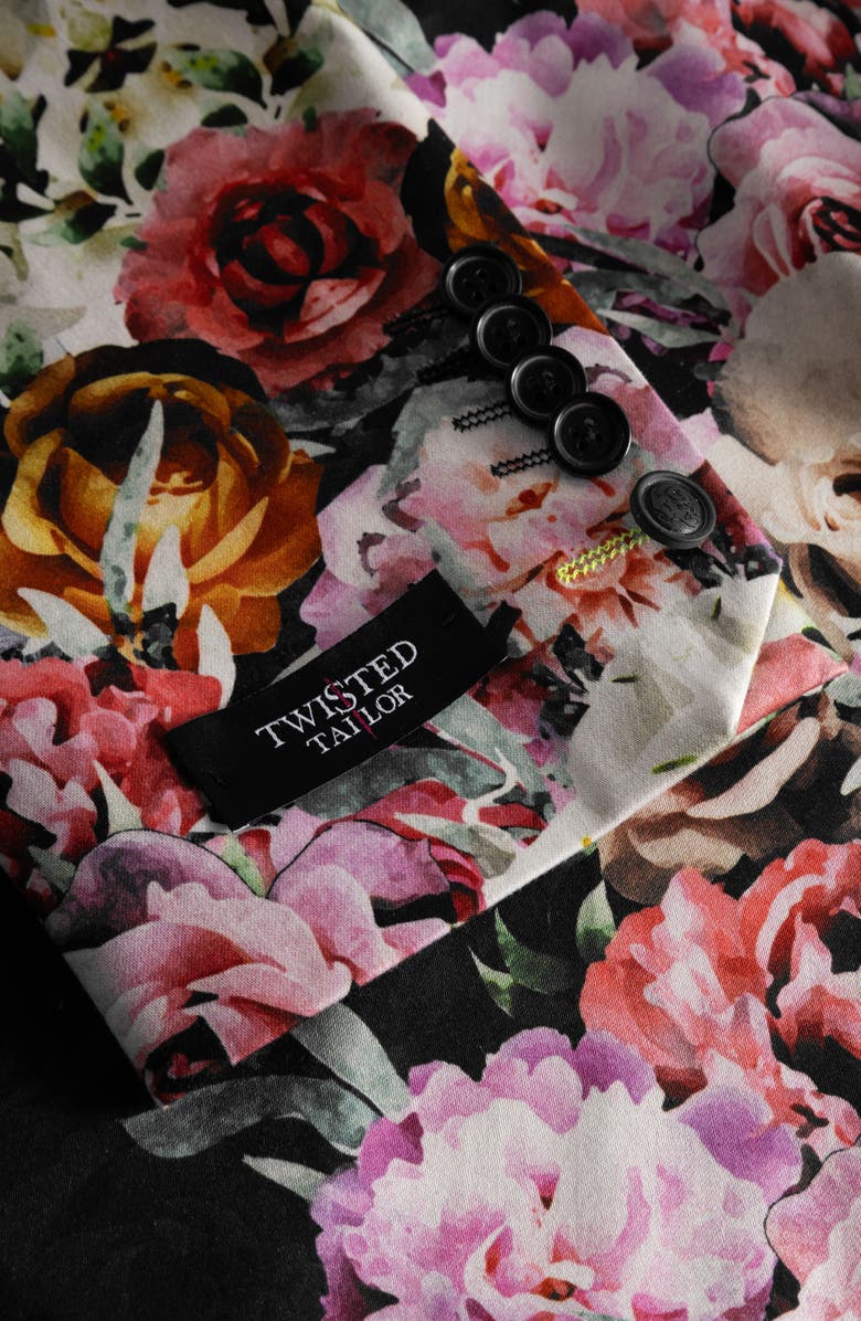 Twisted Tailor Ikeda Slim Fit Black Floral Suit Jacket, Alternate, color,