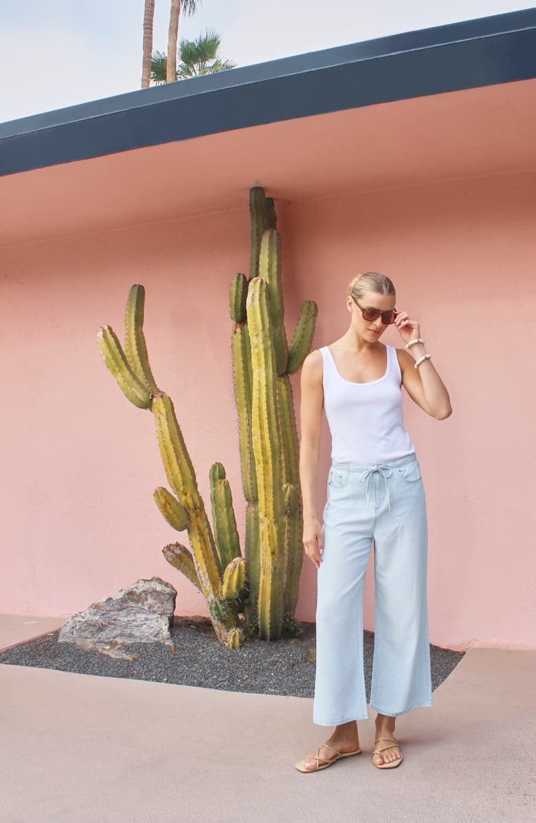 Splendid Lounge Wide Leg Crop Jeans, Alternate, color, Bleached Indigo Blue