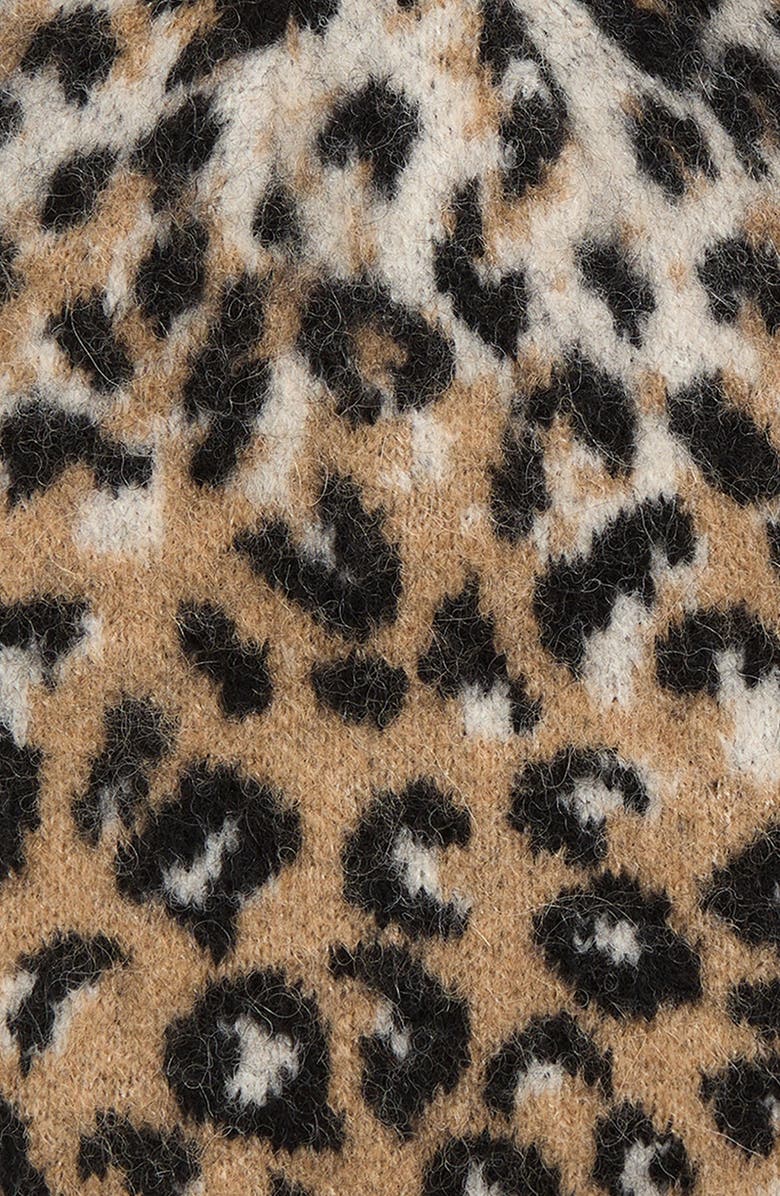 Kate Spade New York downtown leopard beanie, Alternate, color, Black/ Natural