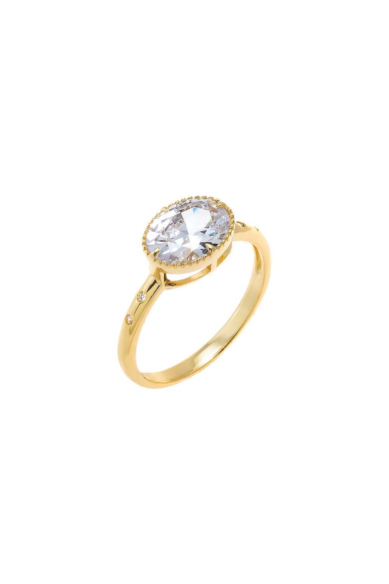 Oval CZ Halo Ring, Main, color, Gold