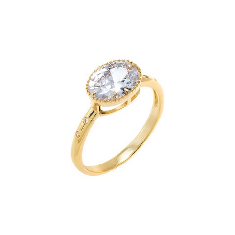 Oval CZ Halo Ring