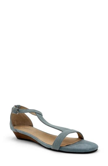 Shop Chelsea Crew Samira Wedge Sandal In Sky Blue Suede
