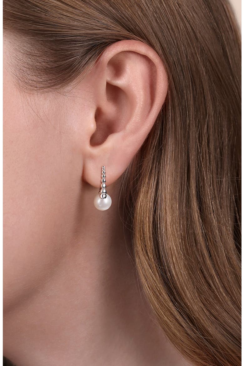 Bujukan Pearl Sterling Silver Huggie Hoop Earrings, Alternate, color, STERLING SILVER