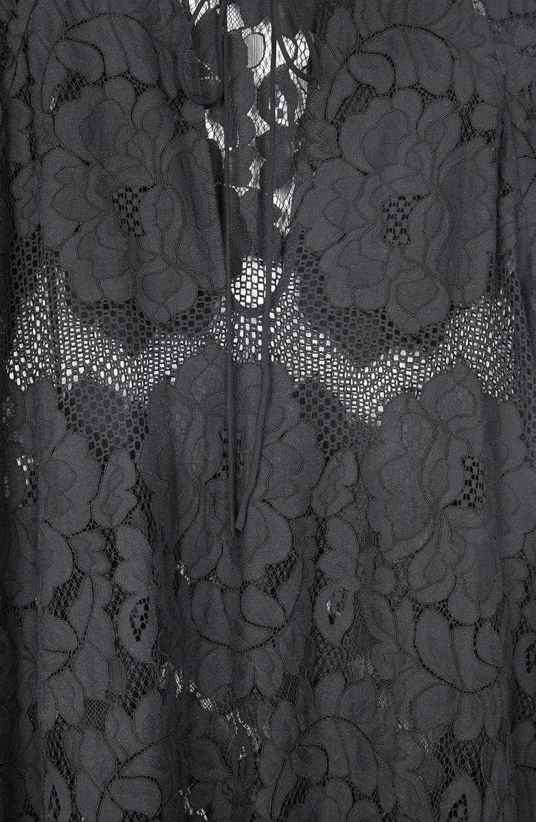 SAACHI Lace Kaftan Keyhole Dress, Alternate, color, Black