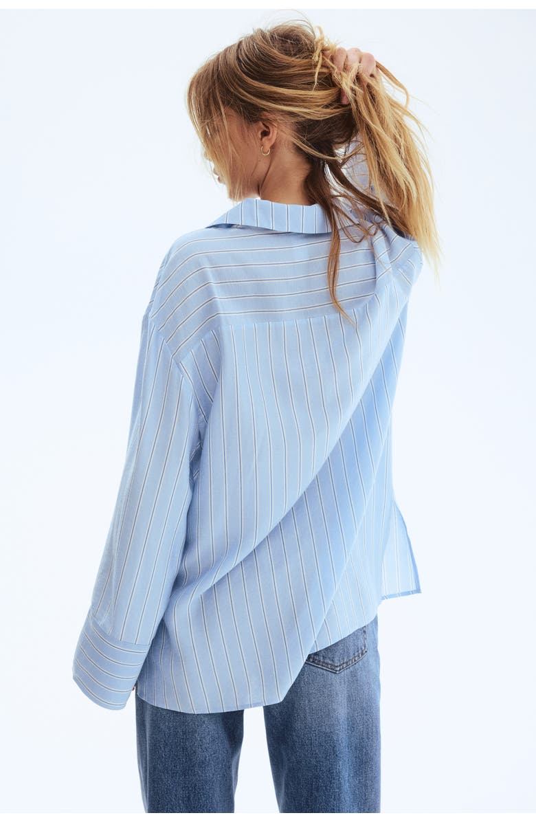 H&M Oversized Shirt, Alternate, color, Light Blue/Striped