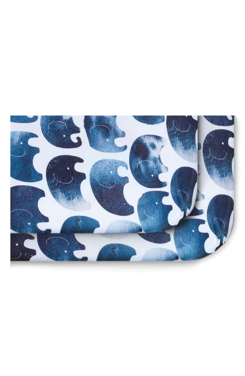 2-Pack Fitted Elephant Print Jersey Crib Sheets