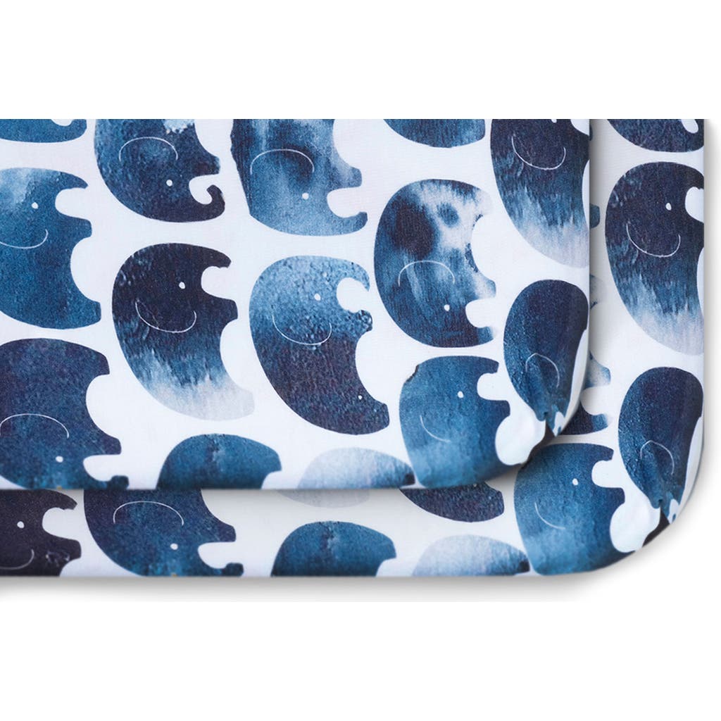 Oilo 2-Pack Fitted Elephant Print Jersey Crib Sheets in Indigo  product