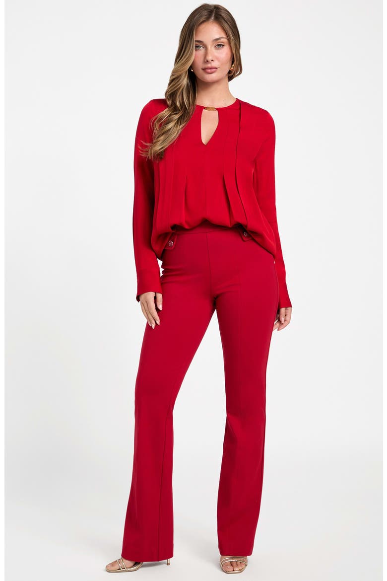 Anita Keyhole Pleated Top, Alternate, color, SAMBA RED VIBES