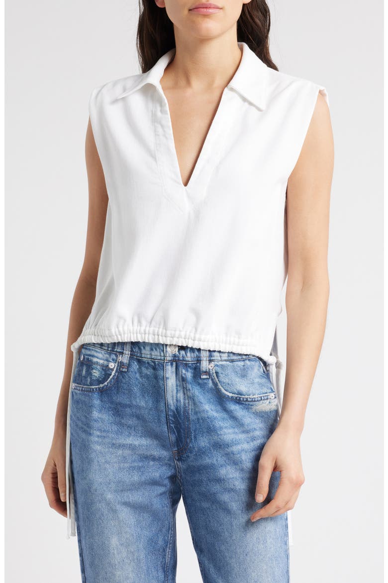 Fiona Tie Hem Sleeveless Cotton Blend Top, Main, color, OPTIC WHITE