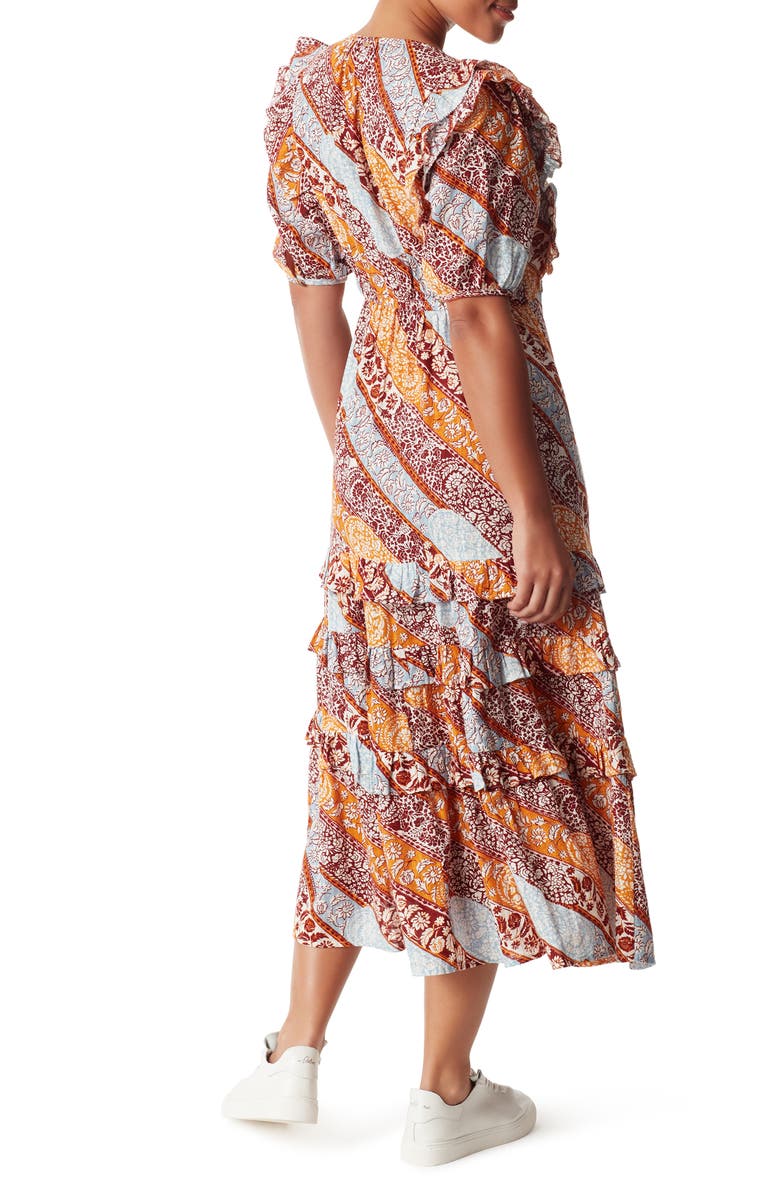 Sam Edelman Ophelia Floral Ruffle Cotton Faux-Wrap Dress, Alternate, color,