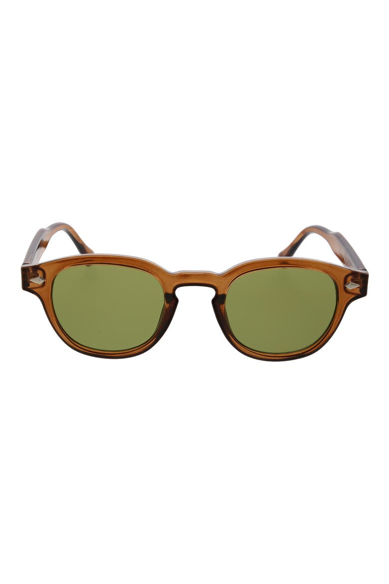 Gender Inclusive 47mm Gradient Rounded Wayfarer Sunglasses, Main, color, CRYSTAL BROWN LIGHT GOLD METAL