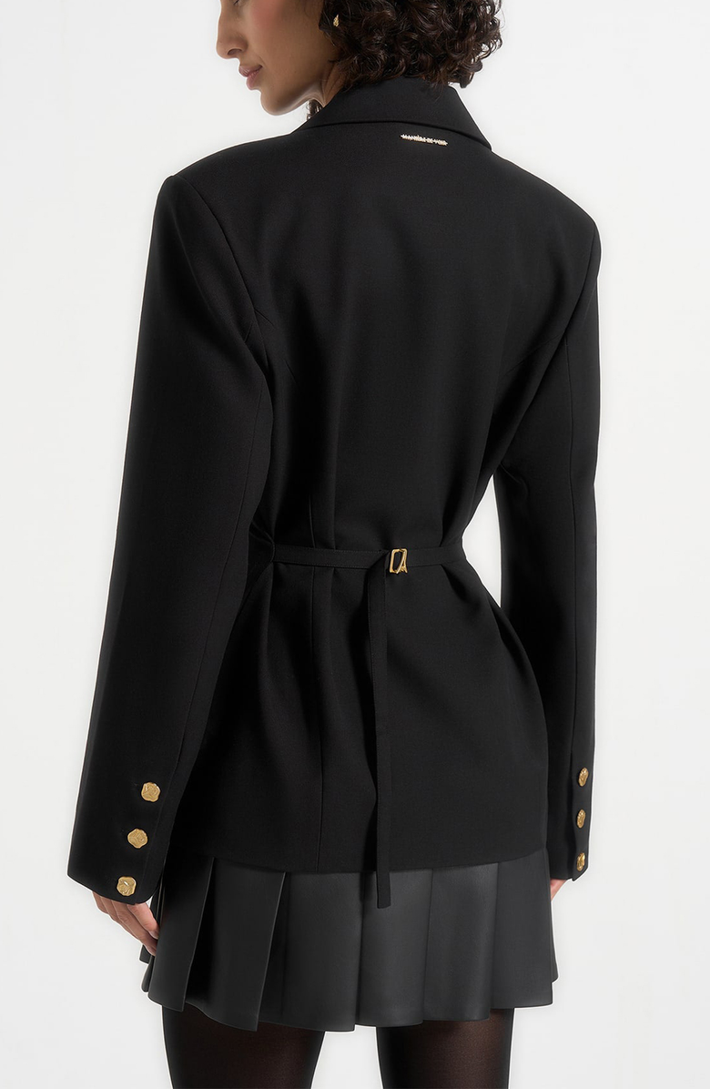 Manière De Voir Nicole Tailored Cinch Blazer Dress with Pleats, Alternate, color, Black