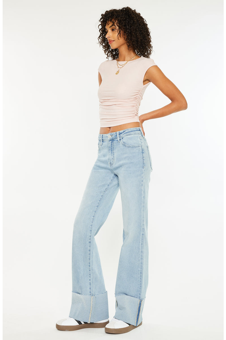Franny High Rise Wide Flare Jeans, Alternate, color, Light Wash