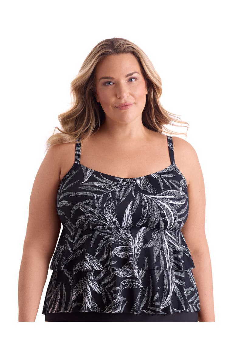 High Low Double Tier Tankini Swimsuit Top, Main, color, Leaf Encounter