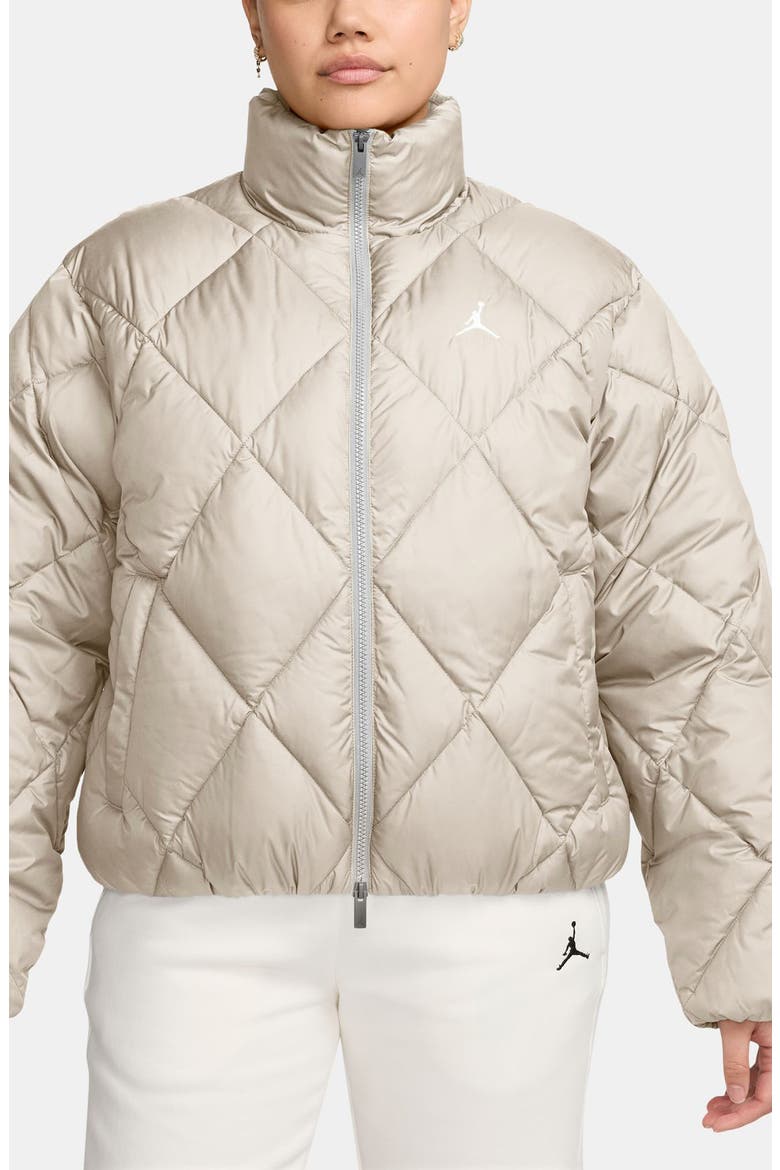 Brooklyn Quilted Puffer Jacket, Main, color, LIGHT ORE WOOD BROWN/ WHITE