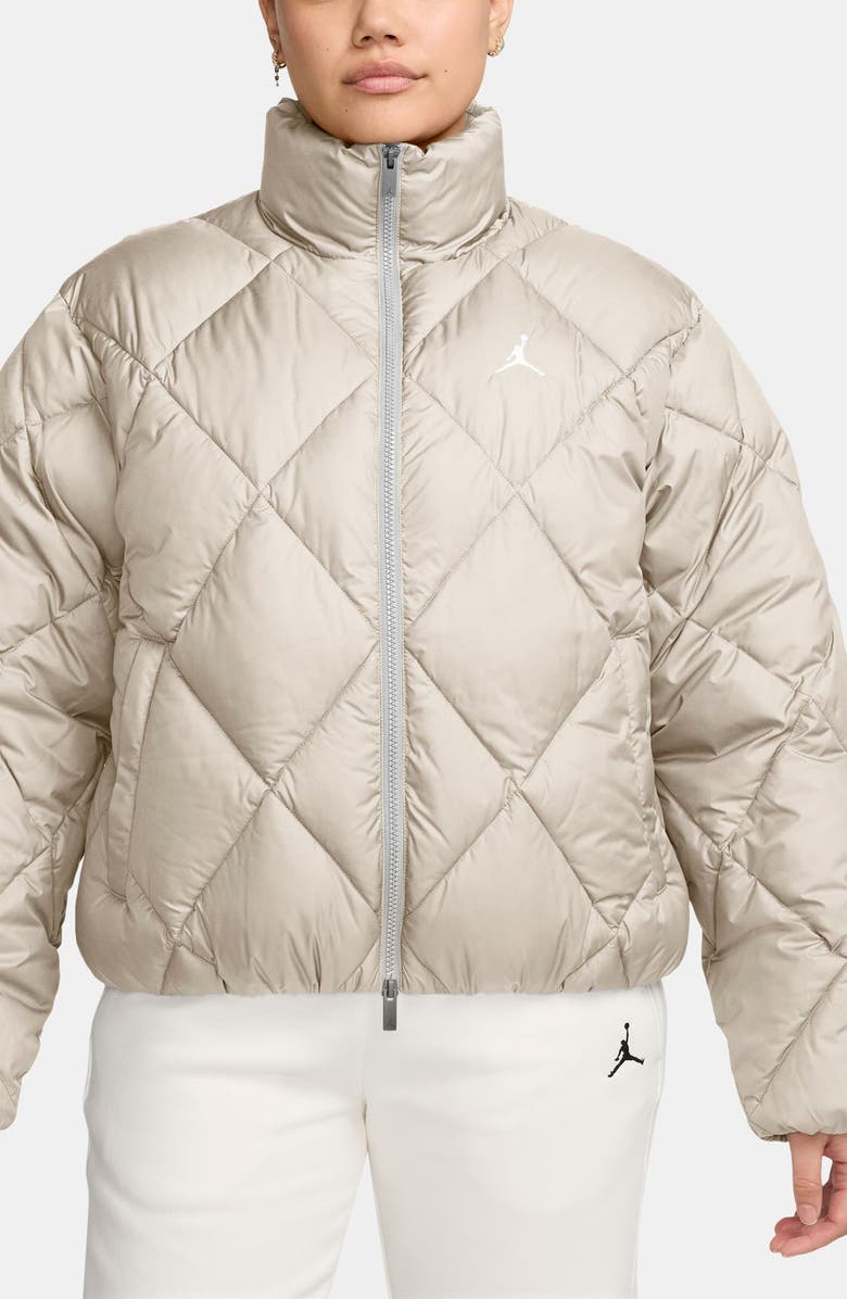 Jordan Brooklyn Quilted Puffer Jacket, Main, color, Light Ore Wood Brown/ White