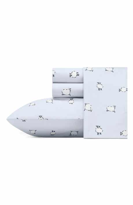 POPPY AND FRITZ Sheep Print 200 Thread Count Cotton Percale Sheet Set