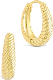 Sterling Forever Haven Textured Oval Huggie Hoop Earrings