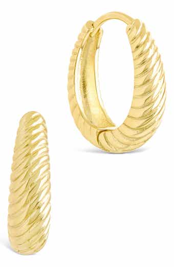 Sterling Forever Haven Textured Oval Huggie Hoop Earrings