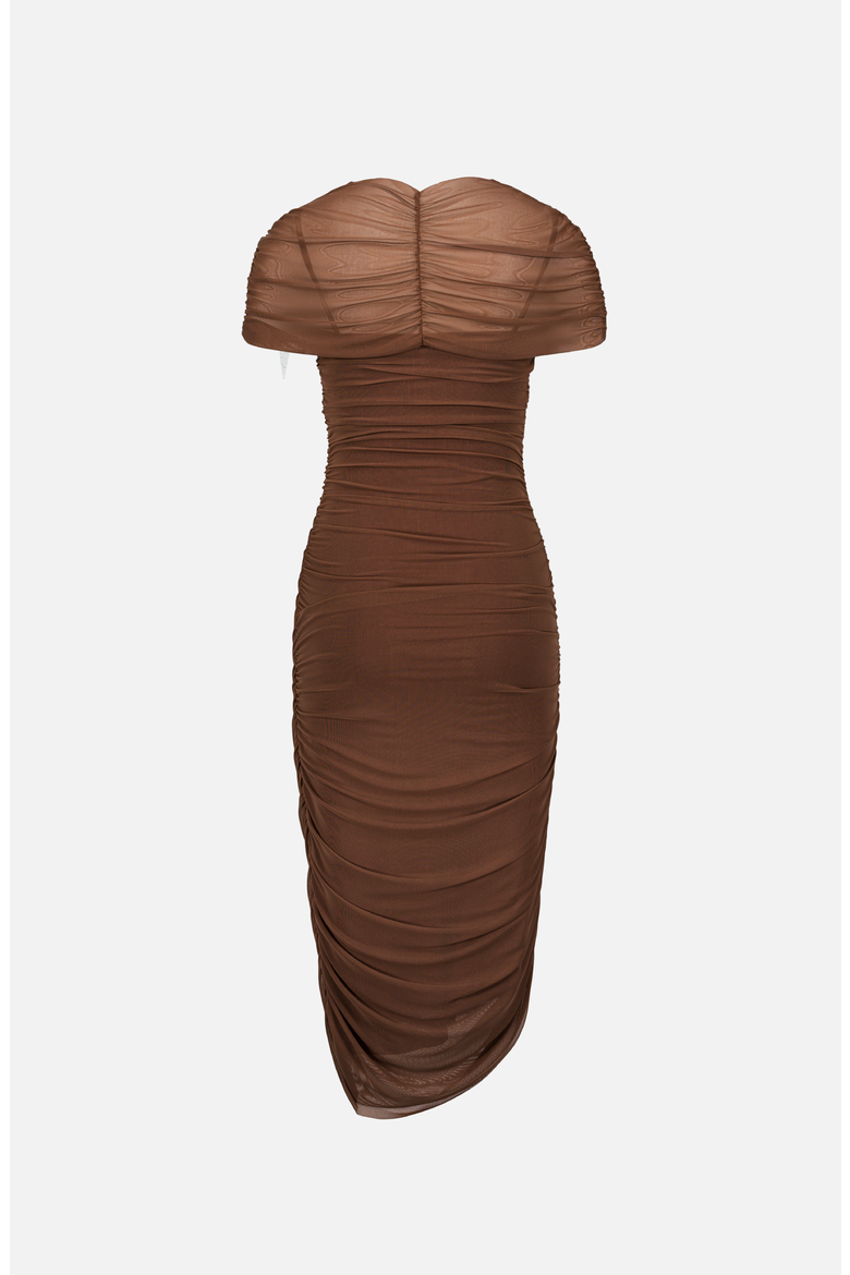 Draped Cape Dress, Alternate, color, Brown