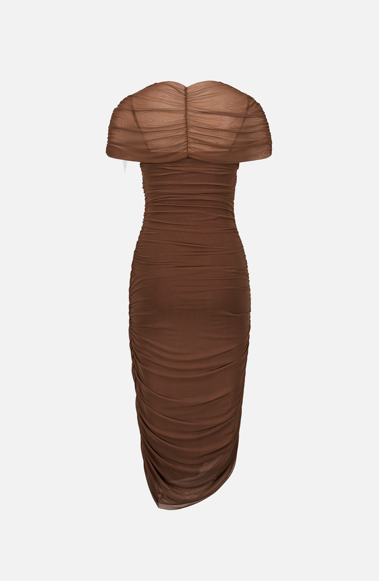 SAEMDI Draped Cape Dress, Alternate, color, Brown