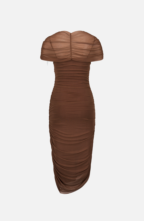 Saemdi Draped Cape Dress In Brown