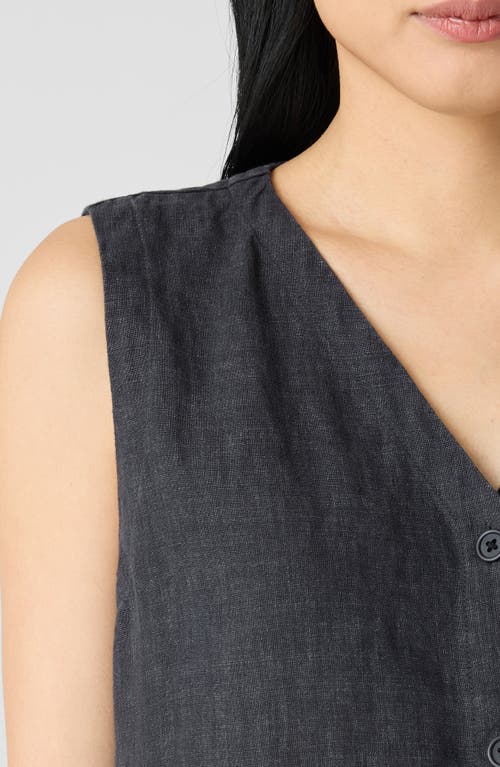 Eileen Fisher Linen Tie Back Vest In Graphite