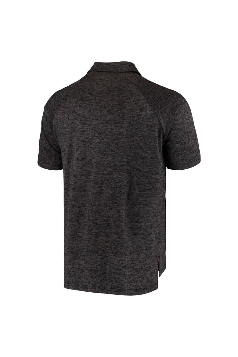 Men's Colosseum Heathered Black NC State Wolfpack Logo Down Swing Raglan Polo, Alternate, color, Heather Black