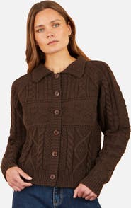 Yumi Collard Cable Knit Boxy Cardigan
