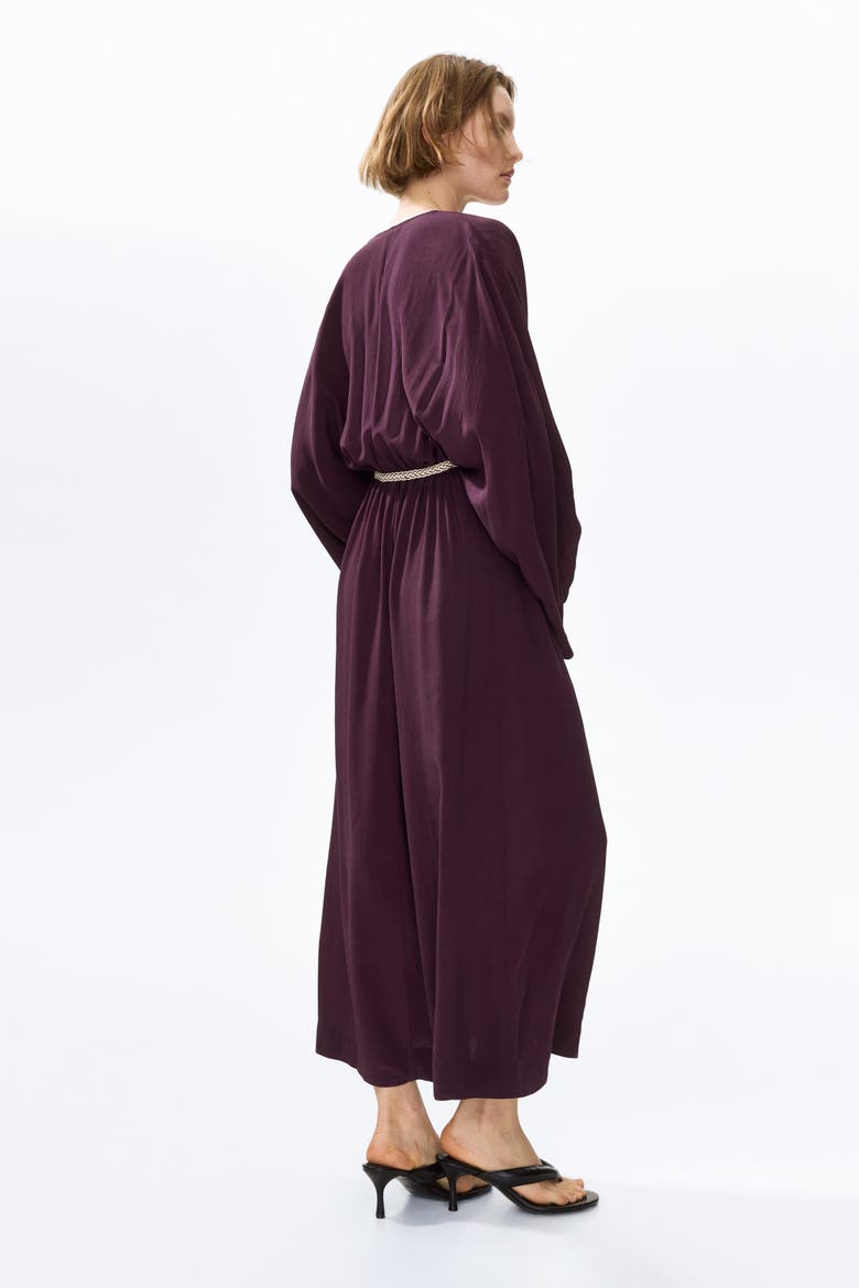 Belted Viscose Dress, Alternate, color, Dark plum purple