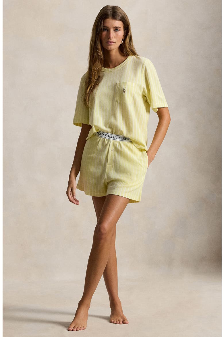 Logo Pocket Cotton & Modal Short Pajamas, Alternate, color, LEMON VERBINA