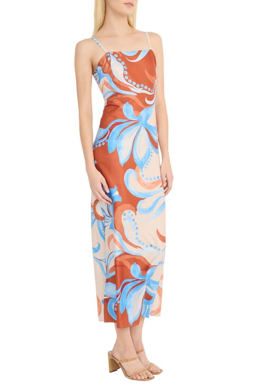 Donna Morgan Floral Square Neck A-line Maxi Dress In Sunset/cornflower Blue