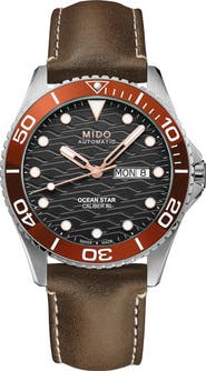 MIDO Ocean Star 200C Automatic Leather Strap Watch, 42.5mm