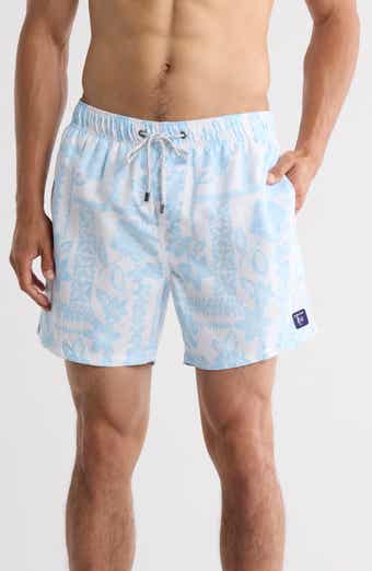 Vintage Summer Lei Border Swim Trunks