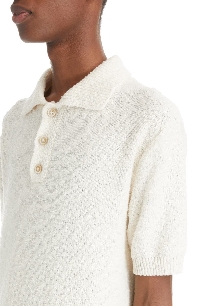 Maison Margiela Cotton Blend Bouclé Polo Sweater, Alternate, color, 