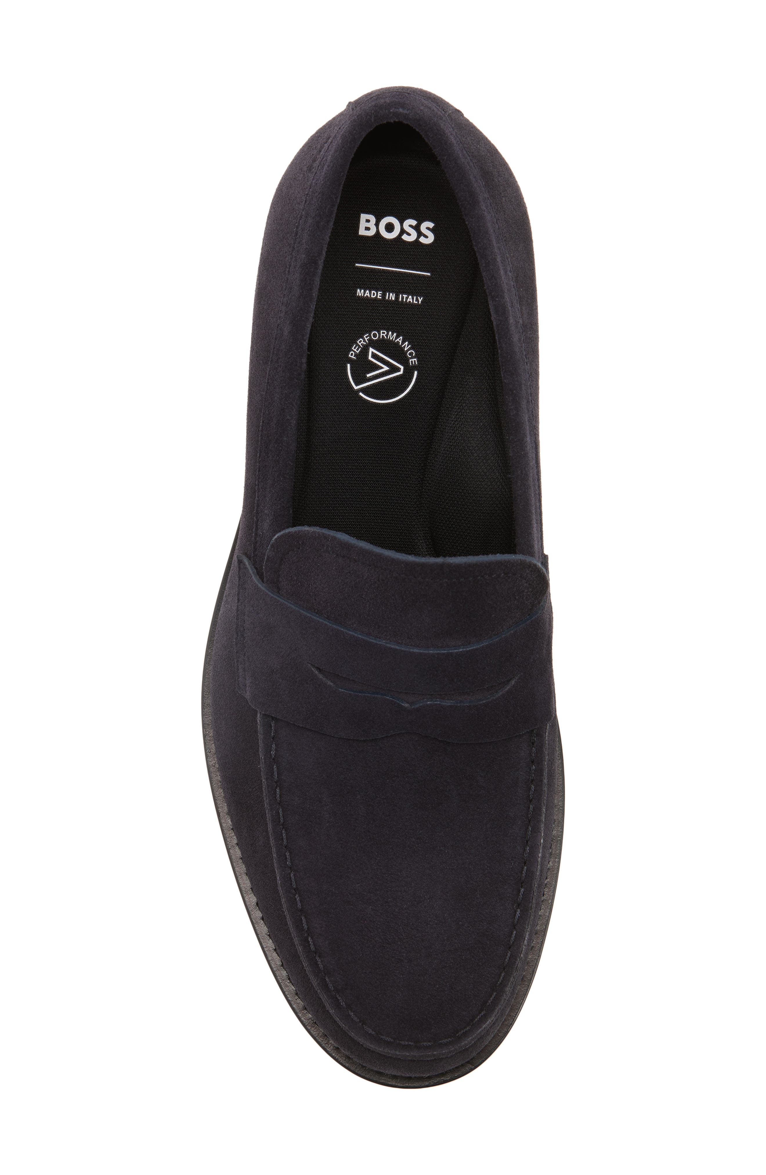 Dressletic Suede Penny Loafer, Alternate, color, DK BU